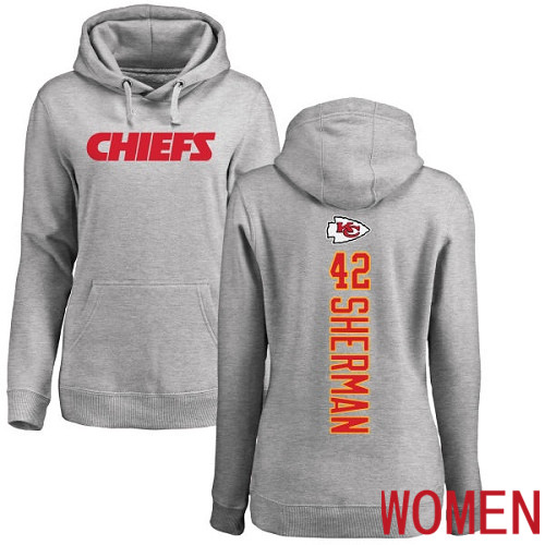 Women Kansas City Chiefs #42 Sherman Anthony Ash Backer Pullover NFL Hoodie Sweatshirts